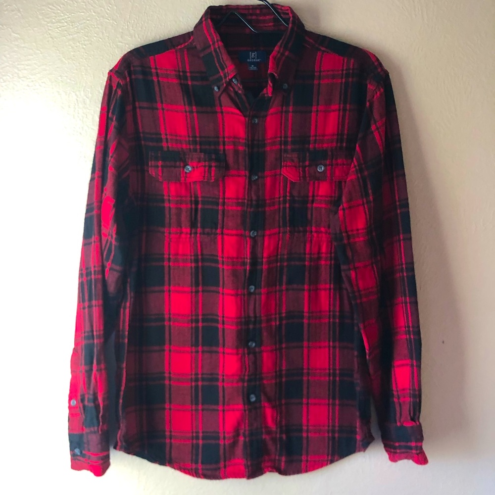 George Men’s M Red Flannel Shirt
